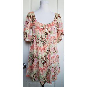 Free People Callie Yellow Floral Vintage Combo Tunic Top Size Small NEW $128